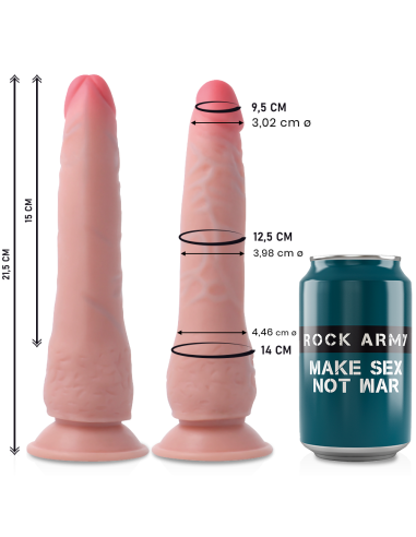 ROCKARMY Dual Density Crusader Dildo Realista 21.5 cm - Placer Natural y Ventosa