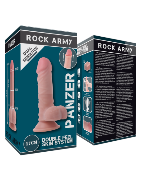 ROCKARMY Panzer Dildo Realista 17 cm - Doble Densidad, Impermeable y Ventosa - Diversión Intensa y Segura