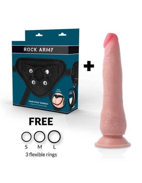ROCKARMY Arnés + Dildo Realista Dual Density Crusader | SexPlace.MX