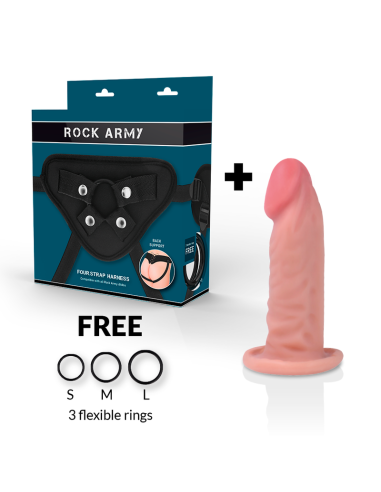 ROCKARMY - Arnés + Dildo Realista Dual Density Tiger 14 cm