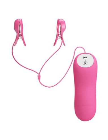 BAILE - ROMANTIC WAVE: Pinzas Vibradoras y de Electroschock Fucsias para Estimulación de Pezones