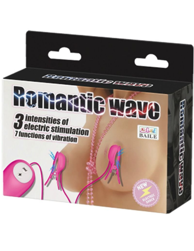 BAILE - ROMANTIC WAVE: Pinzas Vibradoras y de Electroschock Fucsias para Estimulación de Pezones