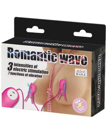 BAILE - ROMANTIC WAVE: Pinzas Vibradoras y de Electroschock Fucsias para Estimulación de Pezones