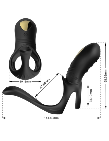 ARMONY Joy Jumper Anillo Vibrador & Plug Anal Negro - Placer Elevado y 9 Modos de Vibración