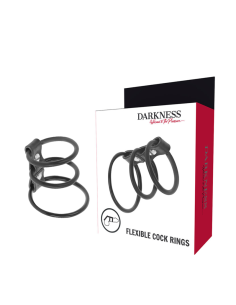 Darkness - Set de 3 Anillas Pene Flexibles para Erecciones Duraderas y Placer Infinito