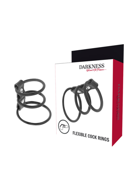 Darkness - Set de 3 Anillas Pene Flexibles para Erecciones Duraderas y Placer Infinito