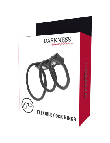 Darkness - Set de 3 Anillas Pene Flexibles para Erecciones Duraderas y Placer Infinito