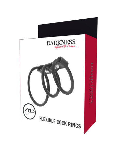 Darkness - Set de 3 Anillas Pene Flexibles para Erecciones Duraderas y Placer Infinito