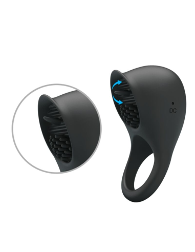 PRETTY LOVE - Anillo Vibrador Para Pene Con Lengua Negro | SexPlace.MX