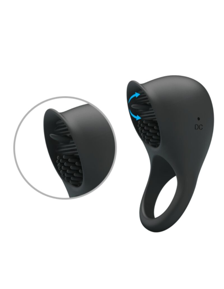 PRETTY LOVE - Anillo Vibrador Para Pene Con Lengua Negro | SexPlace.MX
