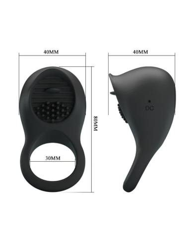 PRETTY LOVE - Anillo Vibrador Para Pene Con Lengua Negro | SexPlace.MX