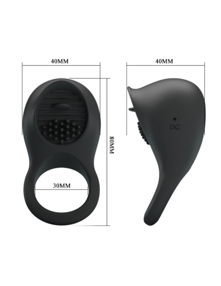 PRETTY LOVE - Anillo Vibrador Para Pene Con Lengua Negro | SexPlace.MX