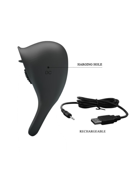 PRETTY LOVE - Anillo Vibrador Para Pene Con Lengua Negro | SexPlace.MX