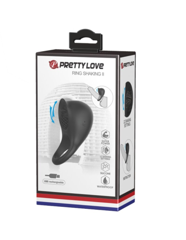 PRETTY LOVE - Anillo Vibrador Para Pene Con Lengua Negro | SexPlace.MX