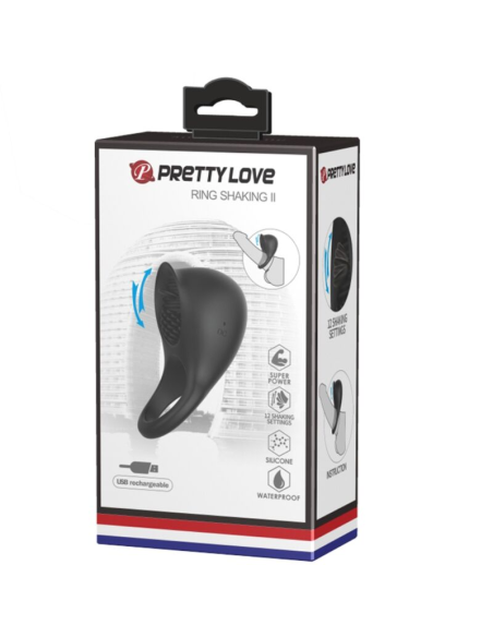 PRETTY LOVE - Anillo Vibrador Para Pene Con Lengua Negro | SexPlace.MX