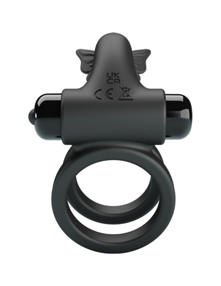 Pretty Love - Doble Anillo Vibrador con Estimulador Negro | 10 Funciones y Silicona Suave