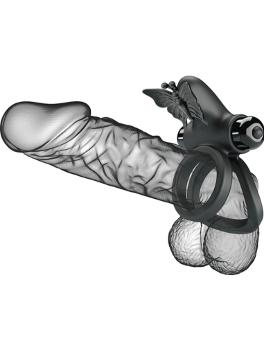 Pretty Love - Doble Anillo Vibrador con Estimulador Negro | 10 Funciones y Silicona Suave