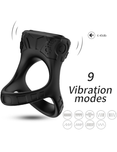 Anillo Vibrador ARMONY - Multiposición Negro | 9 Modos de Vibración, Silicona Médica, Sumergible y Recargable USB