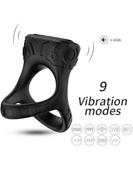 Anillo Vibrador ARMONY - Multiposición Negro | 9 Modos de Vibración, Silicona Médica, Sumergible y Recargable USB