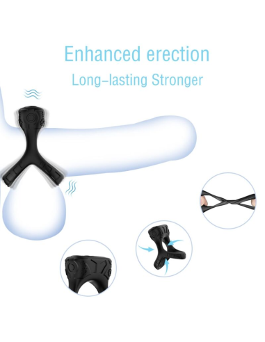 Anillo Vibrador ARMONY - Multiposición Negro | 9 Modos de Vibración, Silicona Médica, Sumergible y Recargable USB