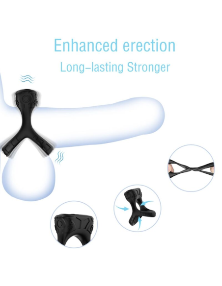 Anillo Vibrador ARMONY - Multiposición Negro | 9 Modos de Vibración, Silicona Médica, Sumergible y Recargable USB