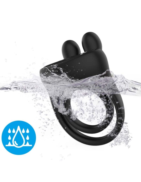 Anillo Vibrador Rabbit Negro ARMONY - Placer Intenso y Recargable para Parejas