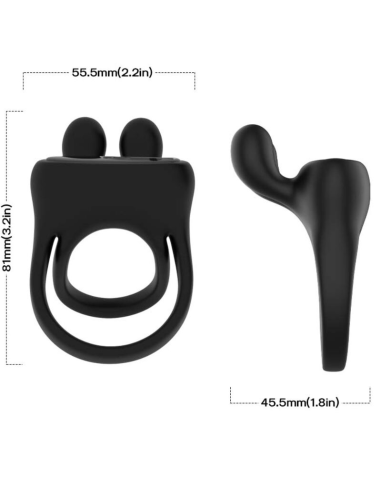 Anillo Vibrador Rabbit Negro ARMONY - Placer Intenso y Recargable para Parejas