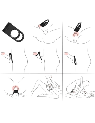 ARMONY - Twins Anillo Doble Vibrador para Parejas Negro | Placer Intenso y Satisfacción Erótica