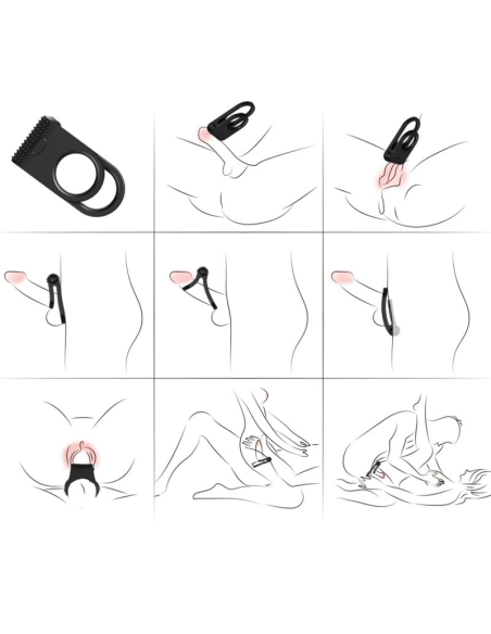 ARMONY - Twins Anillo Doble Vibrador para Parejas Negro | Placer Intenso y Satisfacción Erótica