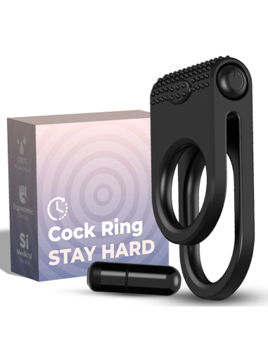 ARMONY - Twins Anillo Doble Vibrador para Parejas Negro | Placer Intenso y Satisfacción Erótica