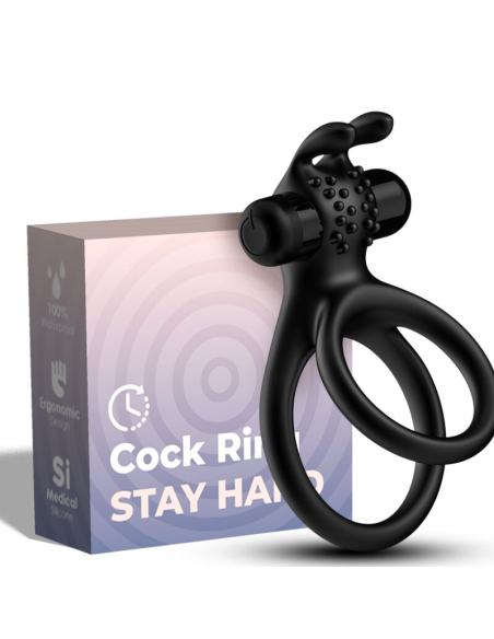 ARMONY - Anillo Vibrador Doble Rabbit Negro para Parejas | Placer Intenso y Duradero