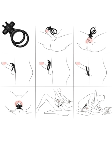 ARMONY - Anillo Vibrador Doble Rabbit Negro para Parejas | Placer Intenso y Duradero