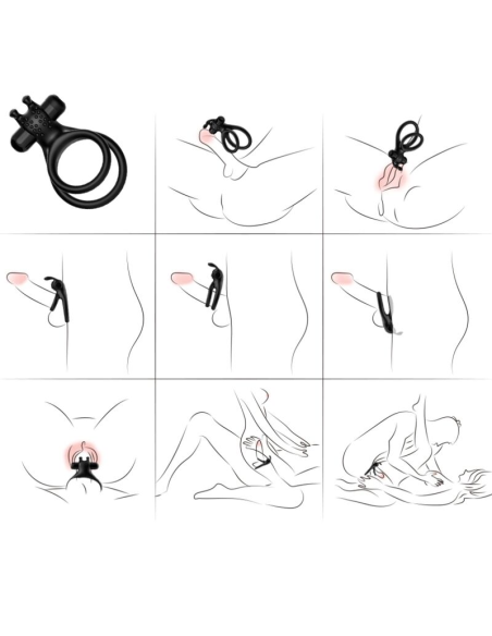 ARMONY - Anillo Vibrador Doble Rabbit Negro para Parejas | Placer Intenso y Duradero