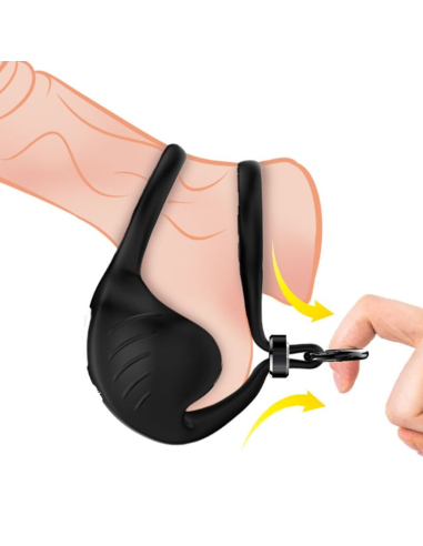 ARMONY Manta Anillo Vibrador Testículos Negro - Placer Inigualable con 9 Modos de Vibración y Diseño Sumergible