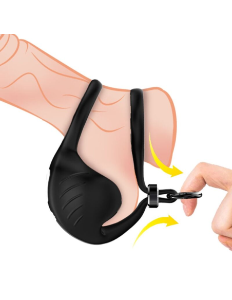 ARMONY Manta Anillo Vibrador Testículos Negro - Placer Inigualable con 9 Modos de Vibración y Diseño Sumergible