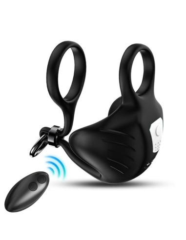 ARMONY Manta Anillo Vibrador Testículos Control Remoto Negro - Placer Elevado con 9 Modos de Vibración