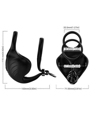 ARMONY Manta Anillo Vibrador Testículos Control Remoto Negro - Placer Elevado con 9 Modos de Vibración