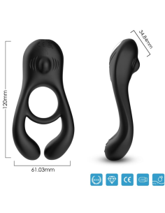 Anillo Vibrador Doble Pinza Negro ARMONY - Veyron: Placer Elevado y 9 Modos de Vibración