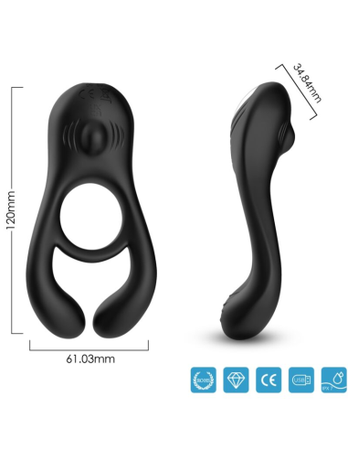 Armony Veyron - Anillo Vibrador Doble Pinza Control Remoto Negro | Placer Elevado y Personalizable