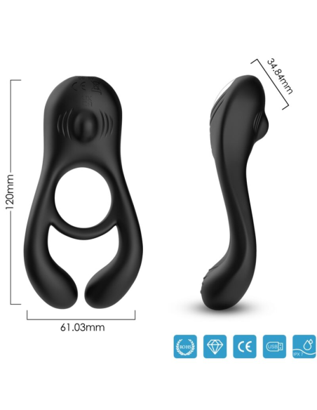 Armony Veyron - Anillo Vibrador Doble Pinza Control Remoto Negro | Placer Elevado y Personalizable