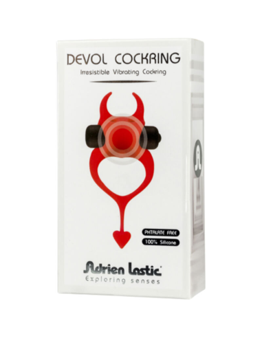 ADRIEN LASTIC Devol Cockring - Anillo Vibrador Rojo para Estimulación en Pareja - Silicona 100%
