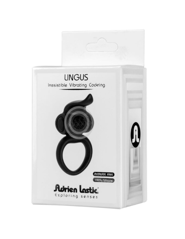 ADRIEN LASTIC Lingus Anillo Vibrador Negro | Placer para Parejas y Estimulación Intensa