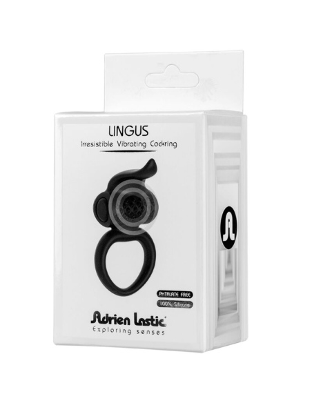 ADRIEN LASTIC Lingus Anillo Vibrador Negro | Placer para Parejas y Estimulación Intensa