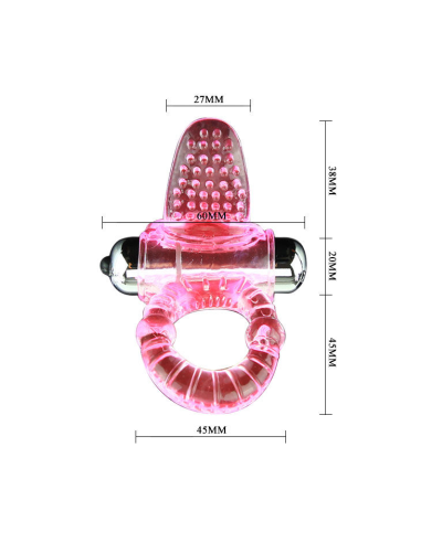 BAILE - Anillo Vibrador Sweet Abs Rosa con 10 Ritmos y Estimulador de Clítoris