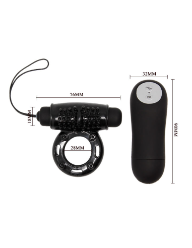 BAILE - Anillo de Control Remoto Negro 20V: Potencia tu Placer con Estimulación y Control
