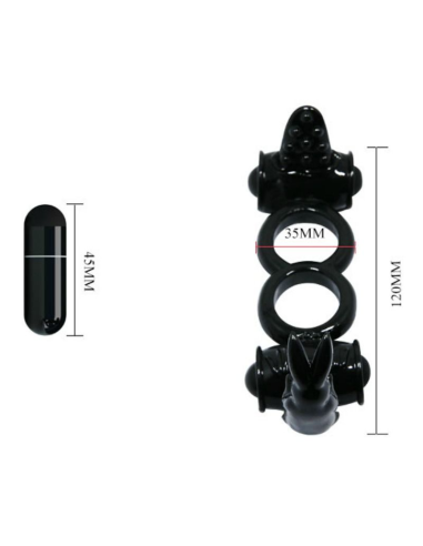 Baile Sweet Ring: Anillo Vibrador Doble con Rabbit para Parejas - Potente y Ergonómico