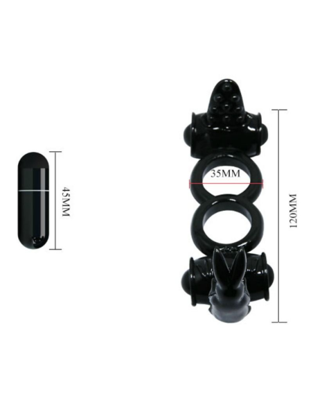 Baile Sweet Ring: Anillo Vibrador Doble con Rabbit para Parejas - Potente y Ergonómico