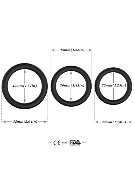 ARMONY - Triple Anillo de Silicona Luminoso para Placer Intenso y Erecciones Fuertes