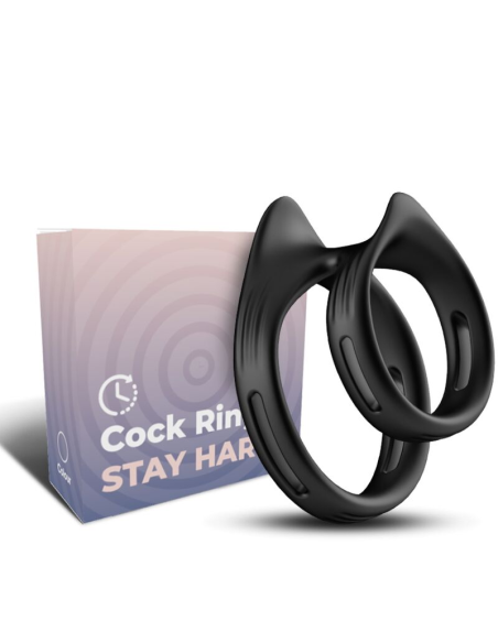 Armony Dualring - Anillo Doble Elástico Negro para Placer y Erecciones Duraderas