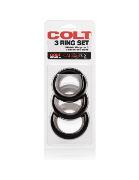 CALXOTICS - COLT Set de 3 Anillos de Silicona para Pene y Testículos | Tallas 6-8 cm